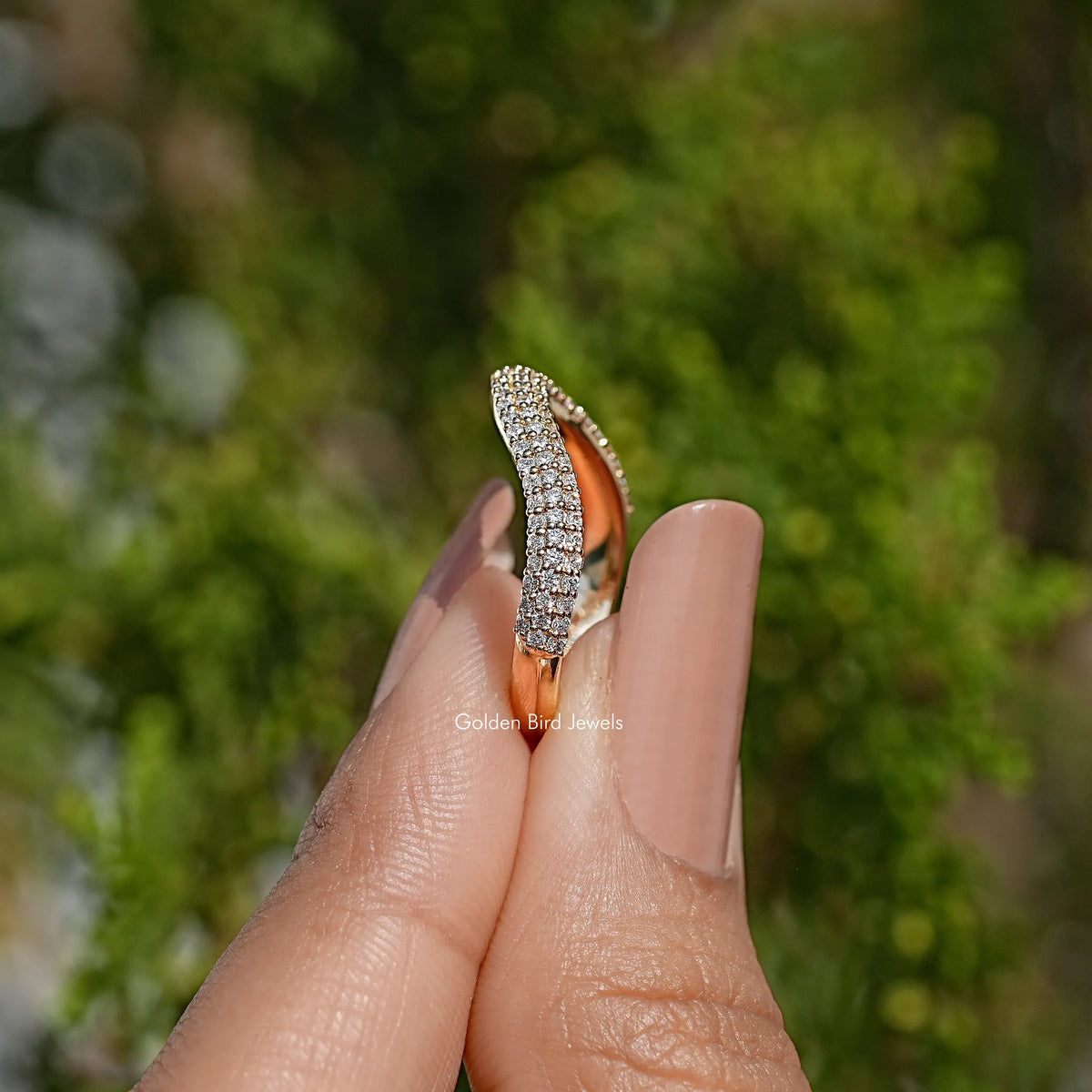 Round Lab Diamond Pave Set Wedding Band