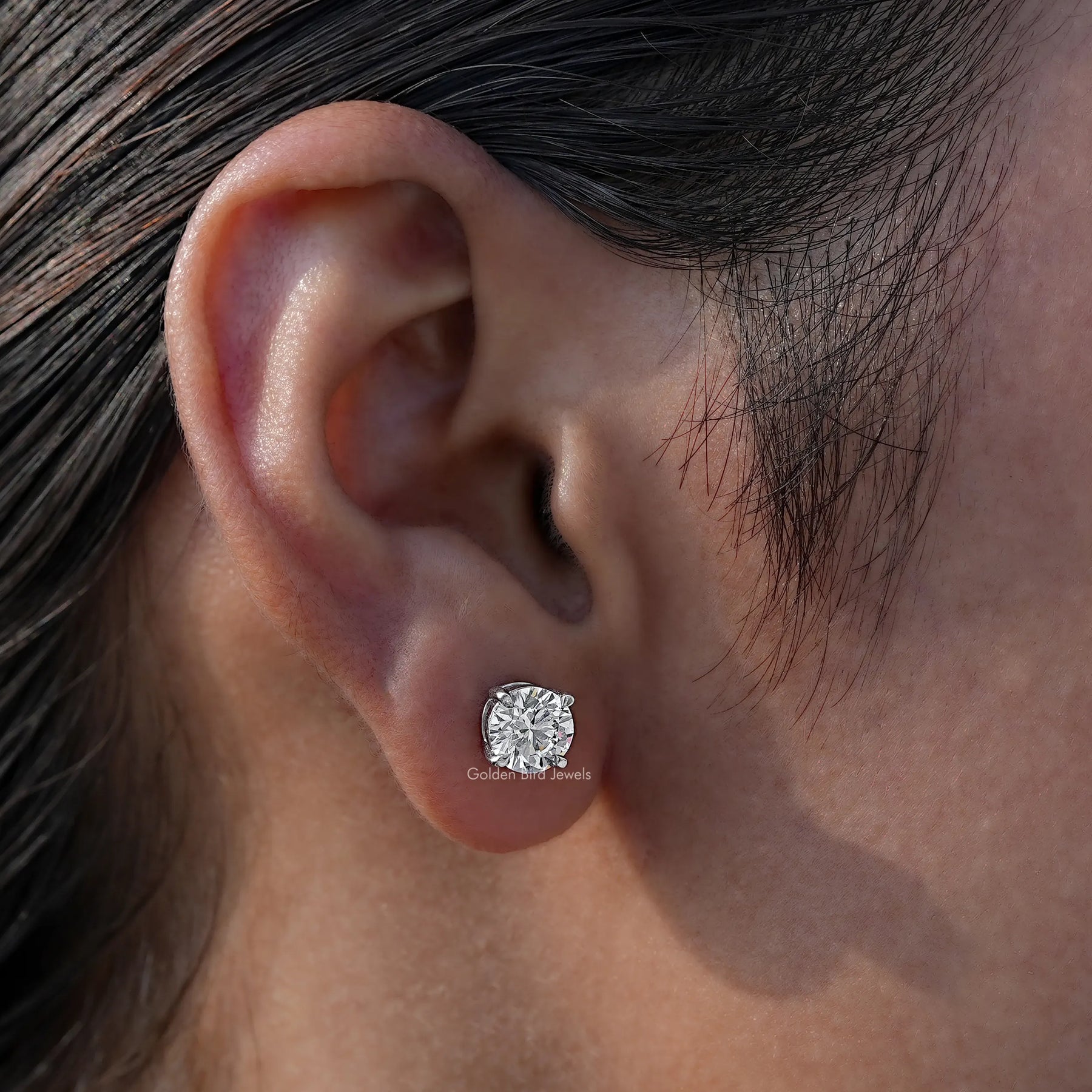 Round Shaped Lab Diamond Stud Earrings