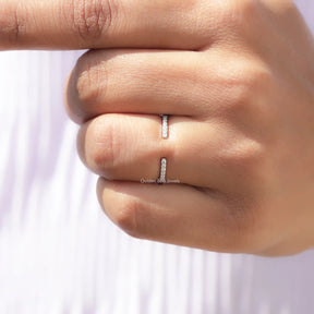 Round Shaped Moissanite Open Cuff Band