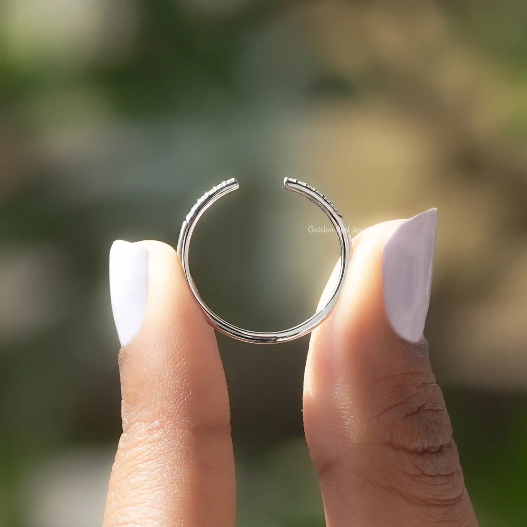 Round Shaped Moissanite Open Cuff Band