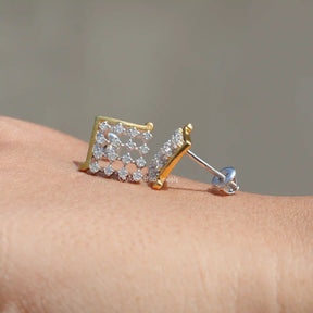 Round Shaped Moissanite Square Stud Earrings