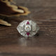 View of Round And Baguette Cut Moissanite Art Deco Ring