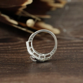 Back View of Art Deco Round And Baguette Engagement Ring