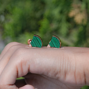 Green Antique Cut Gemstone Stud Earrings