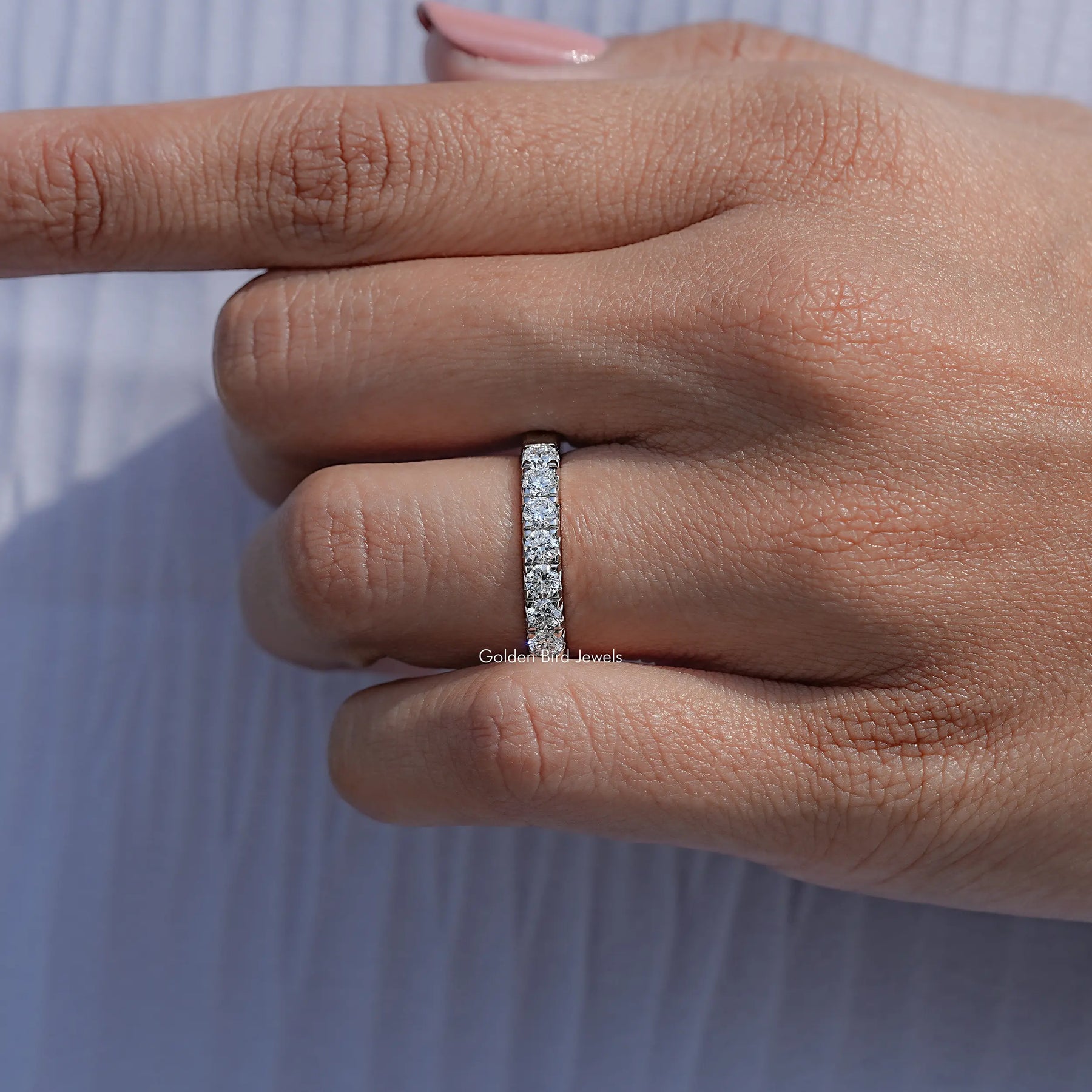 Seven Stone Round Cut Lab Diamond Wedding Band