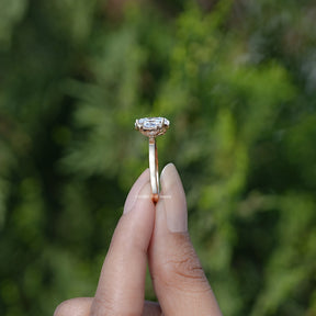 Crushed Ice Oval And Round Cut Moissanite Toi Et Moi Ring