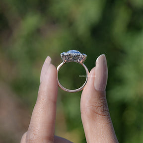Elongated Old Mine Cushion Cut Moissanite Halo Ring