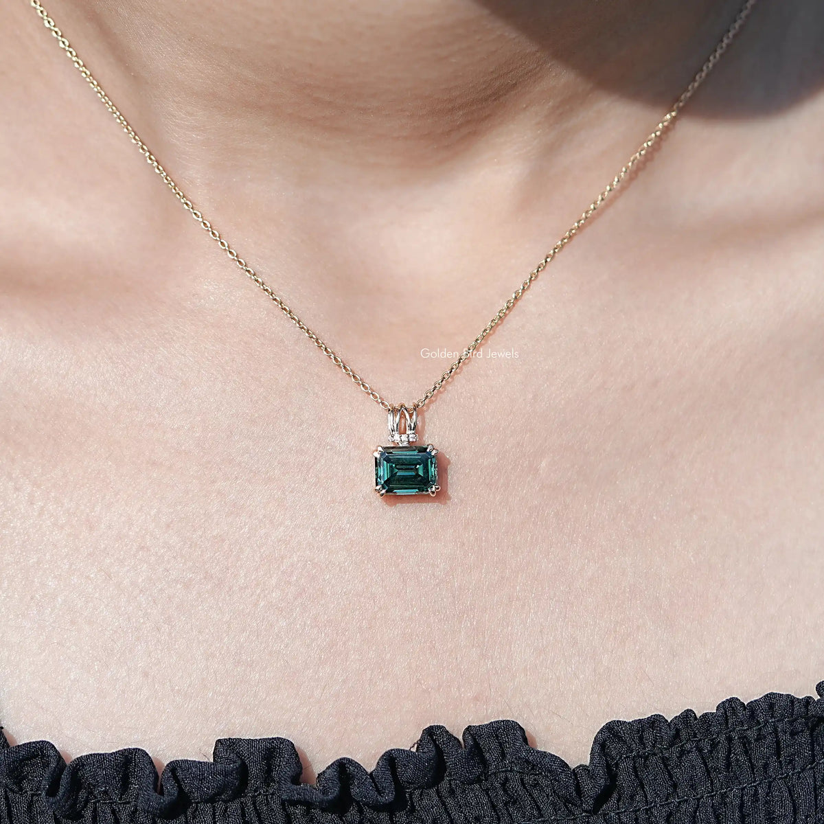 Emerald Cut Moissanite Solitaire Pendant