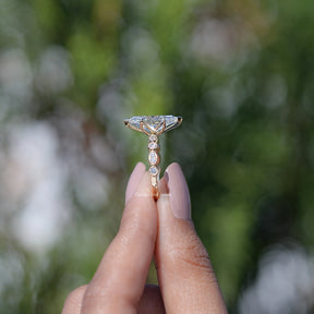 Marquise Cut Lab Diamond Accent Set Bridal Ring