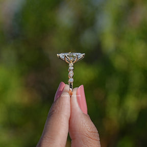 Marquise Cut Lab Diamond Accent Set Bridal Ring