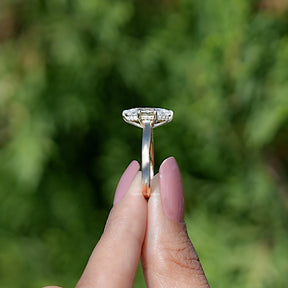 Marquise Moissanite Hidden Halo Bridge Accent Ring
