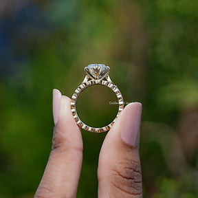 Elongated OMC Cushion Moissanite Bridal Ring Set