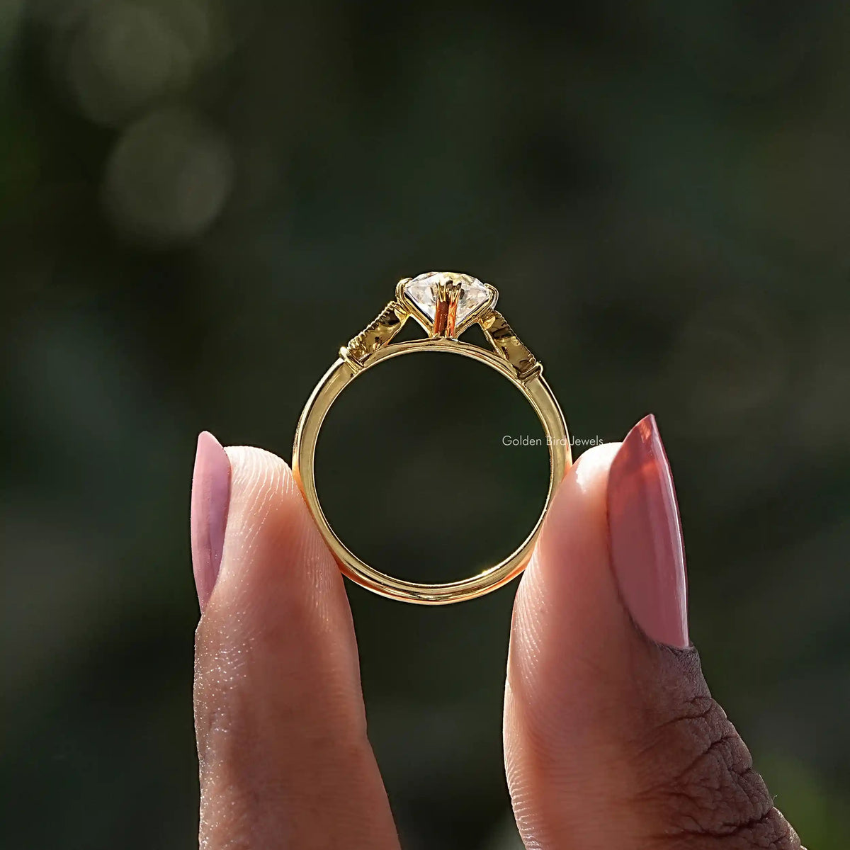 OEC Round Moissanite Solitaire Accent Ring