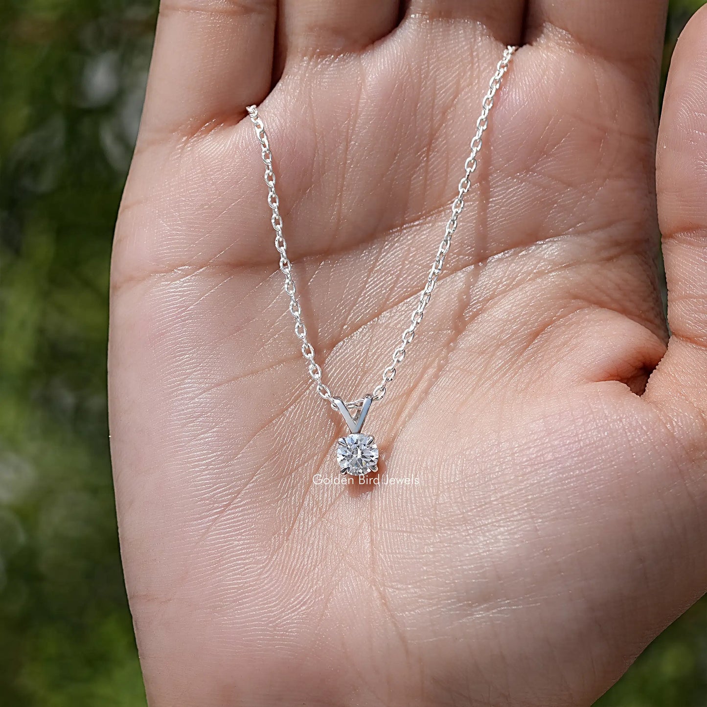 Round Cut Moissanite Solitaire Pendant