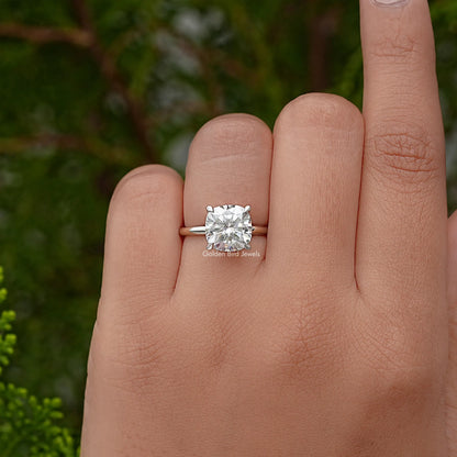Cushion Cut Moissanite Solitaire Engagement Ring