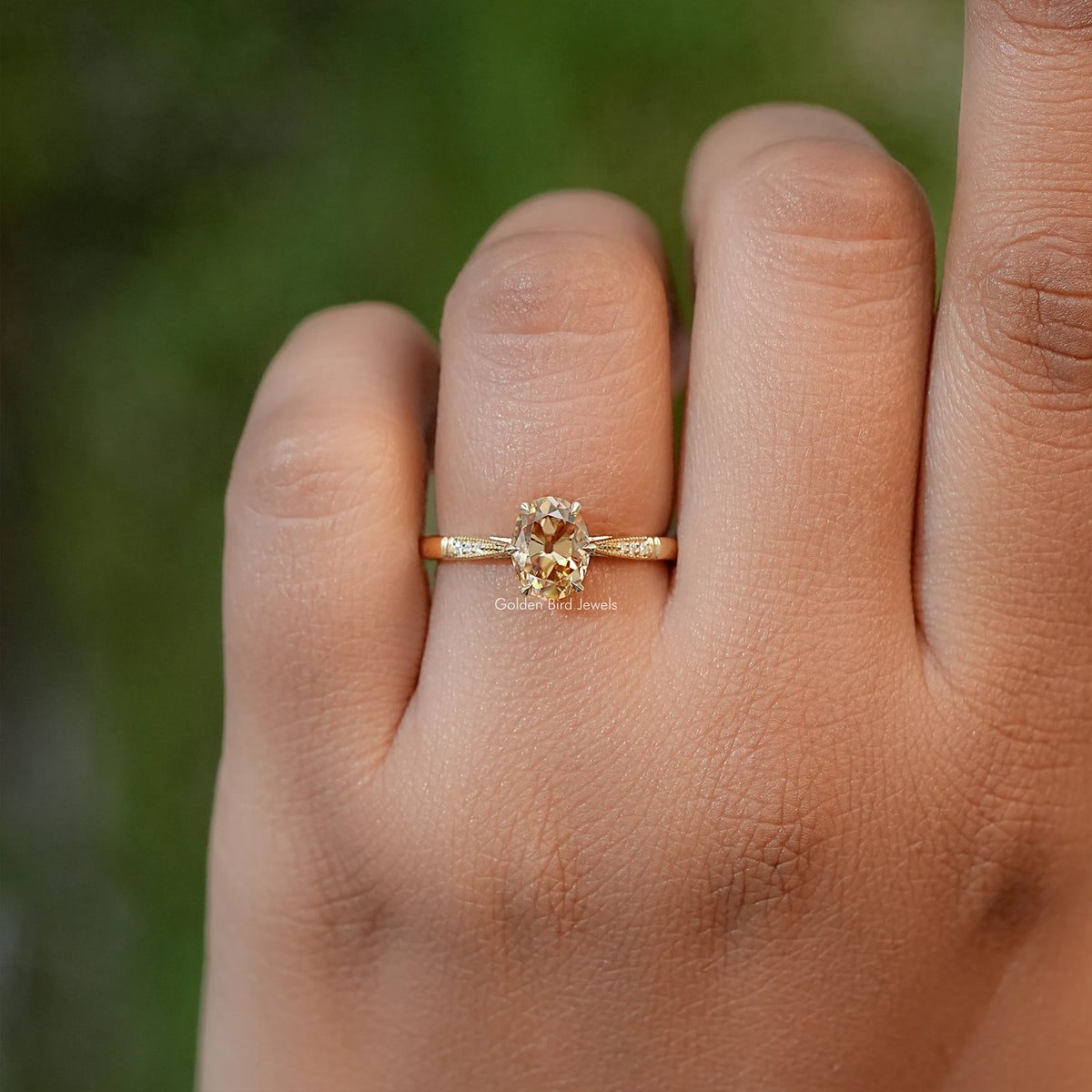 Old Mine Oval Moissanite Solitaire Engagement Ring