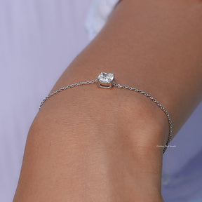 Close view of  diamond chain bracelet in secure setting 