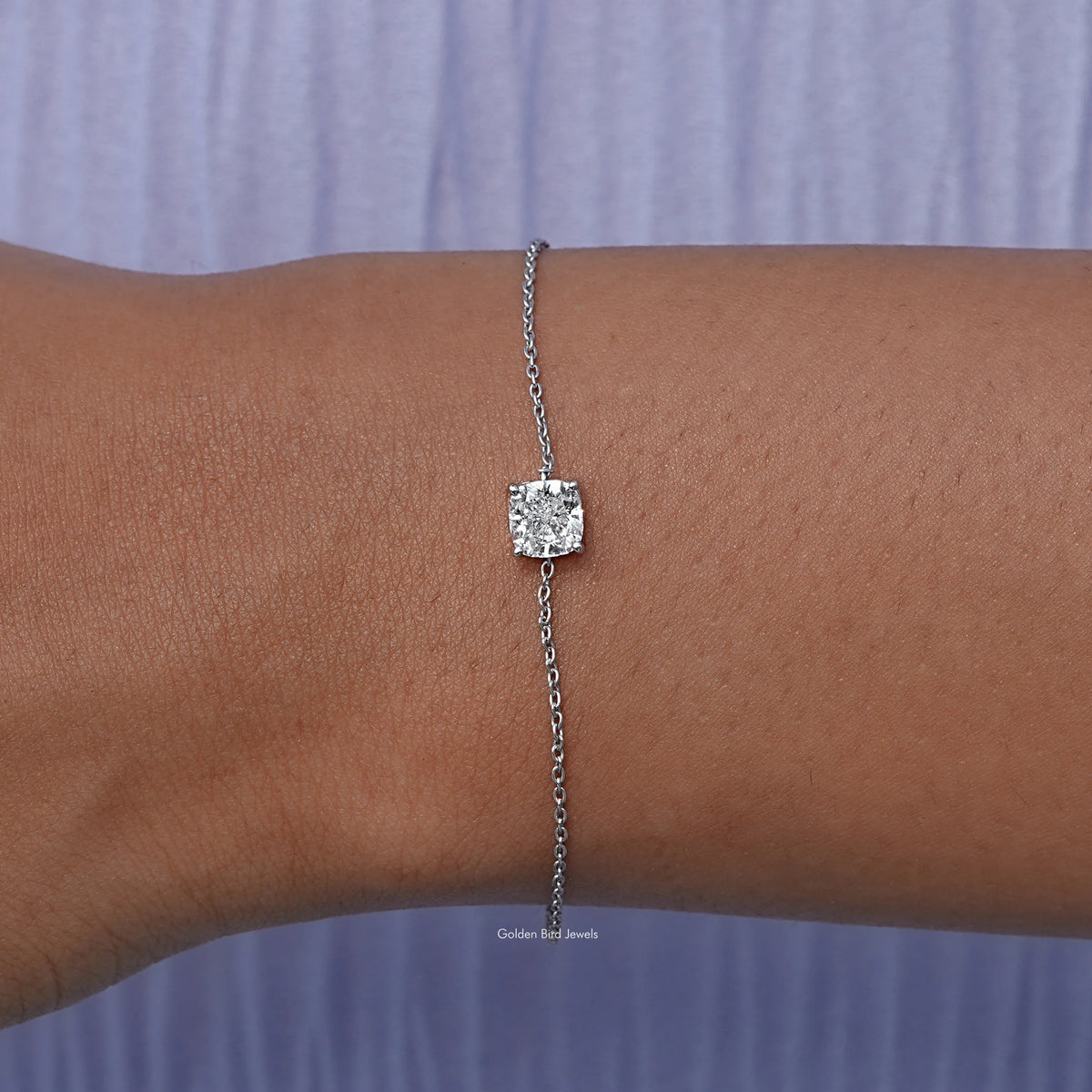 View of Cushion Cut diamond chain Bracelet