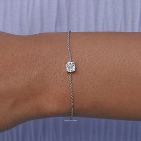 View of Cushion Cut diamond chain Bracelet