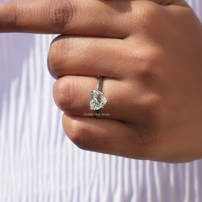 View of Solitaire Heart Shaped Lab Grown Engagement Ring In finger