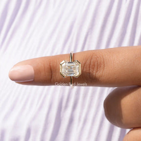 Emerald Cut Solitaire Moissanite Engagement Ring