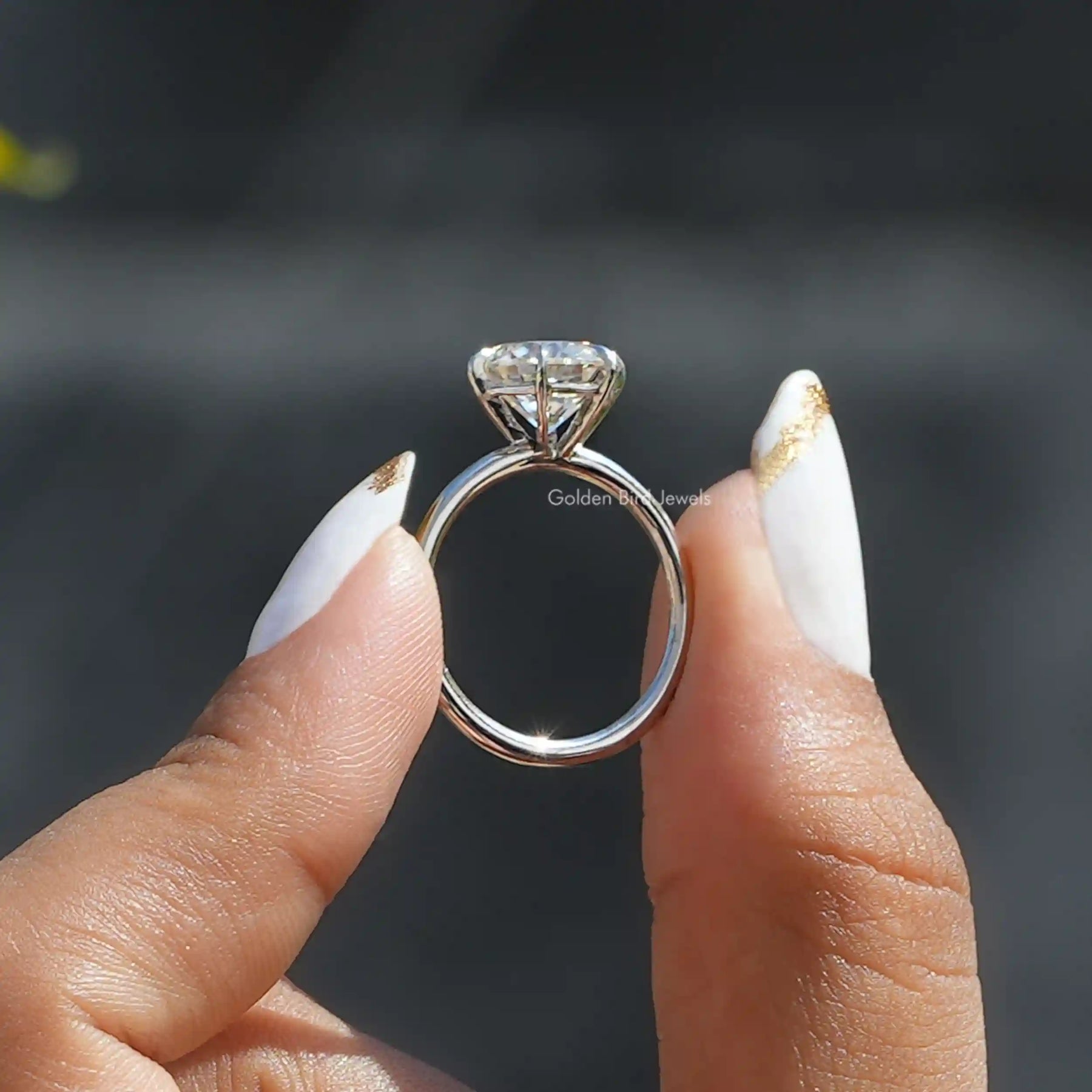 [Round Cut Moissanite Bridal Solitaire Ring]-[Golden Bird Jewels]