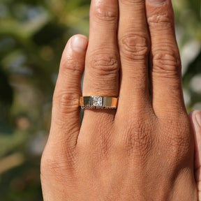 View of Princess Cut Moissanite Men's Ring In finger