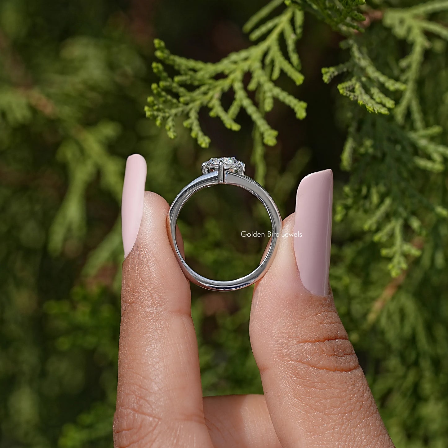 Marquise Cut Moissanite Split Shank Solitaire Ring