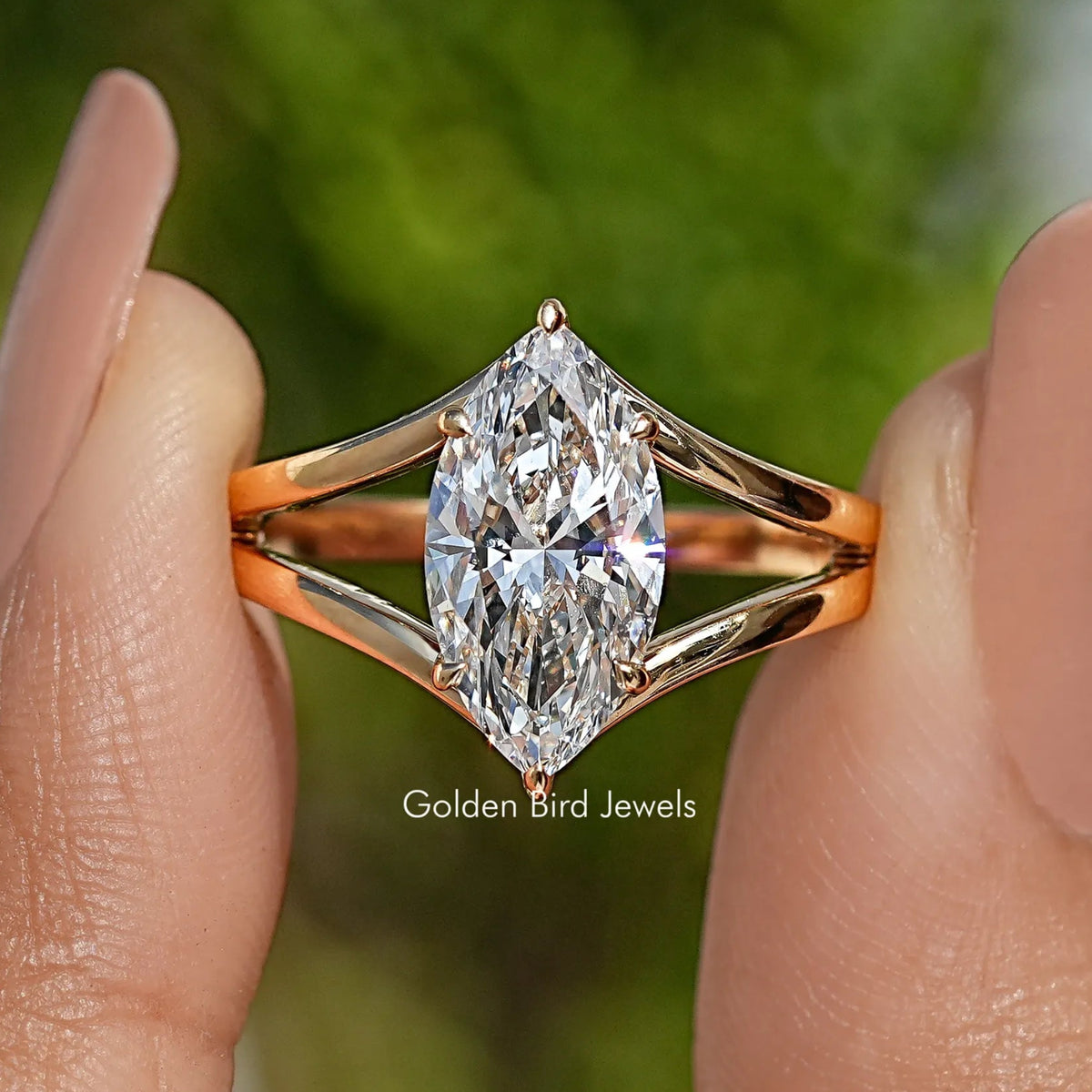 Split Shank Marquise Cut Lab Diamond Ring