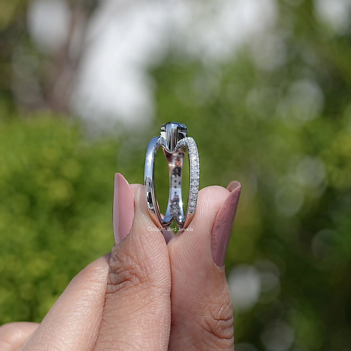 Split Shank Marquise Cut Moissanite Engagement Ring