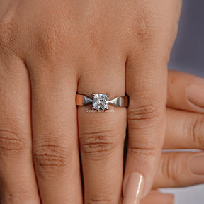 Detailed View Of Square Old Mine Cushion Diamond Solitaire Ring

