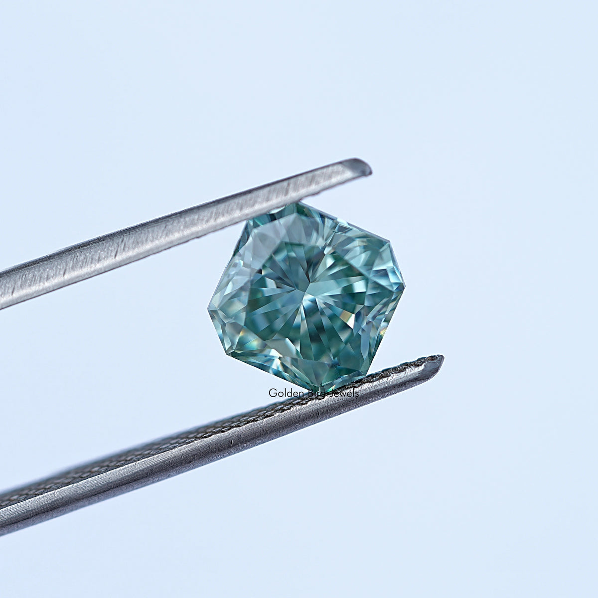 Tweezer view of Moissanite Radiant Cut Loose  Stone