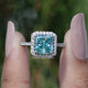Square Radiant Moissanite Halo Accent Engagement Ring