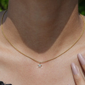 View of Star Shaped Round Diamond Pendant​ In Women's
