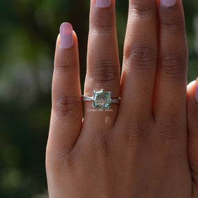Step Cut Cushion Moissanite Solitaire Ring