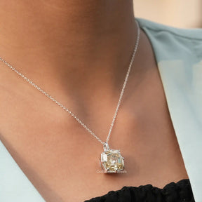 [White Gold Cushion Cut Moissanite Pendant]-[Golden Bird Jewels]