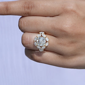 Step Cut Cushion Moissanite Art Deco Ring