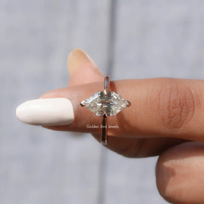Close-up View Step Cut Dutch Marquise Ring showcasing brilliance
