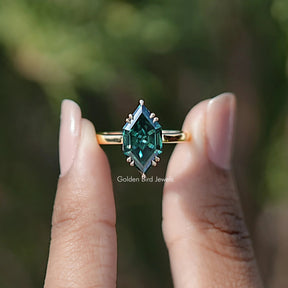 Front view of Step Cut Dutch Marquise Moissanite Solitaire Ring 