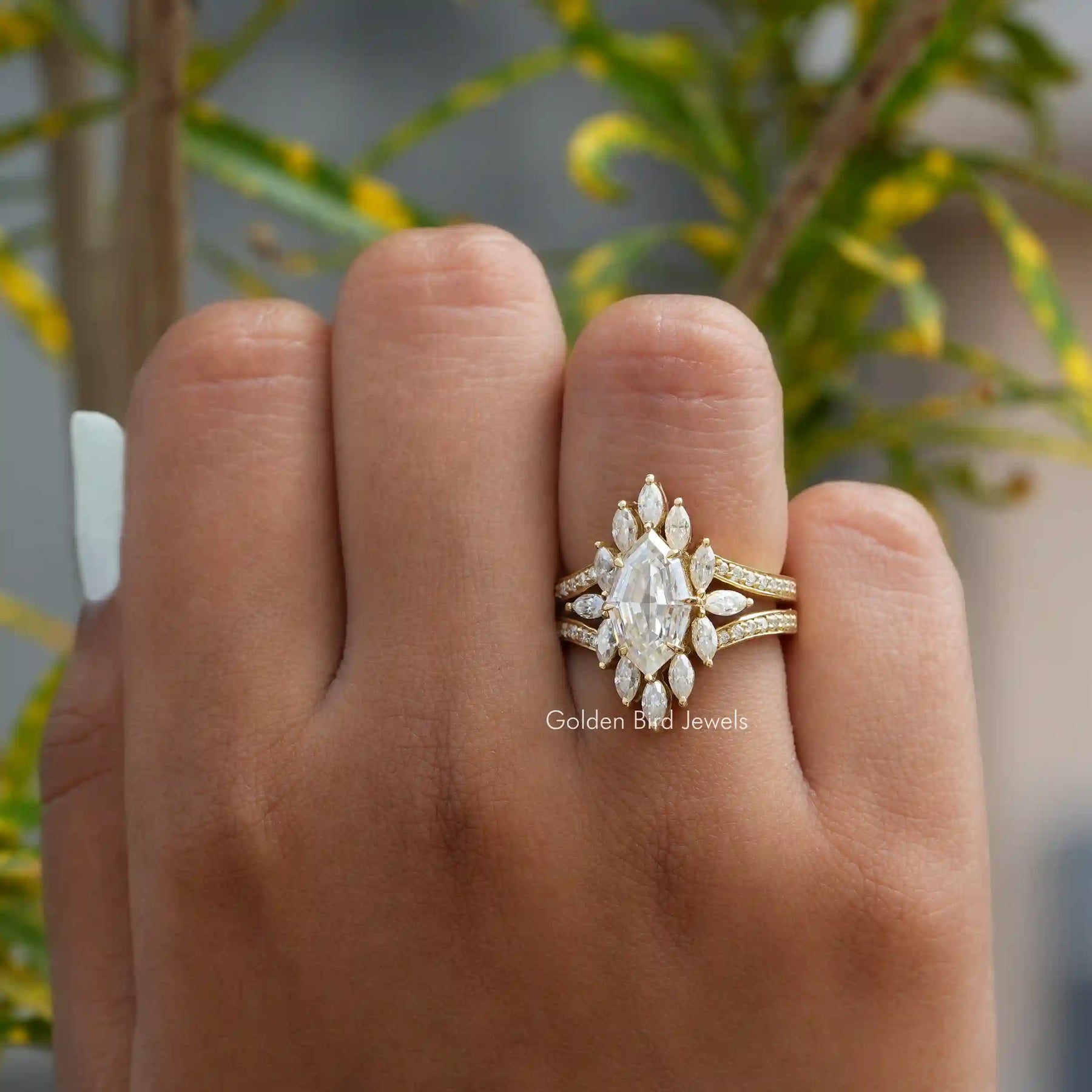 Moissanite Marquise Diamond With Halo Setting Step Cut Marquise