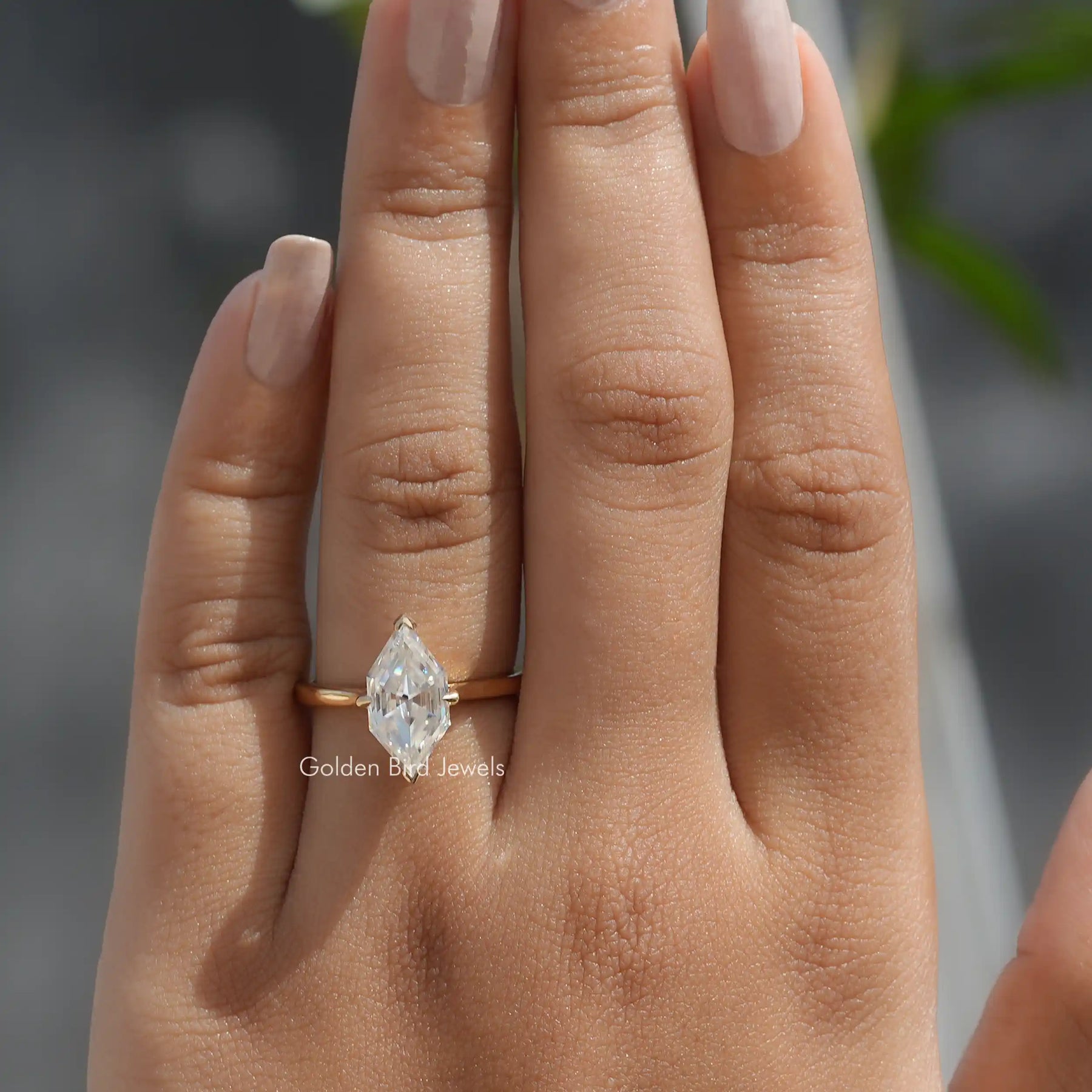 [3 Carat Step Cut Moissanite Dutch Marquise Ring]-[Golden Bird Jewels]