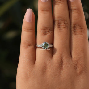 Octagon Cut Accent Ring In finger