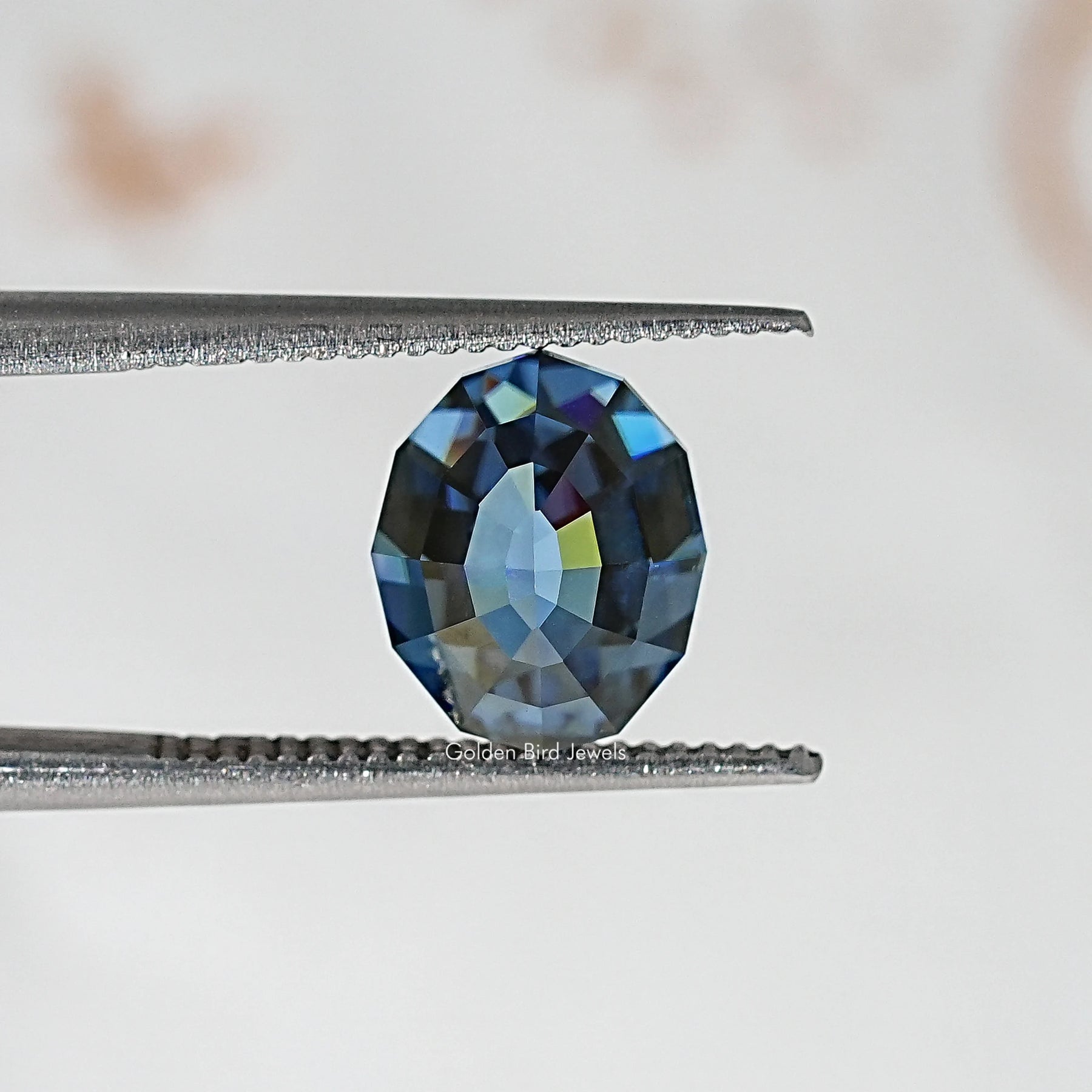 Blue Sapphire Step Cut Oval Loose Moissanite