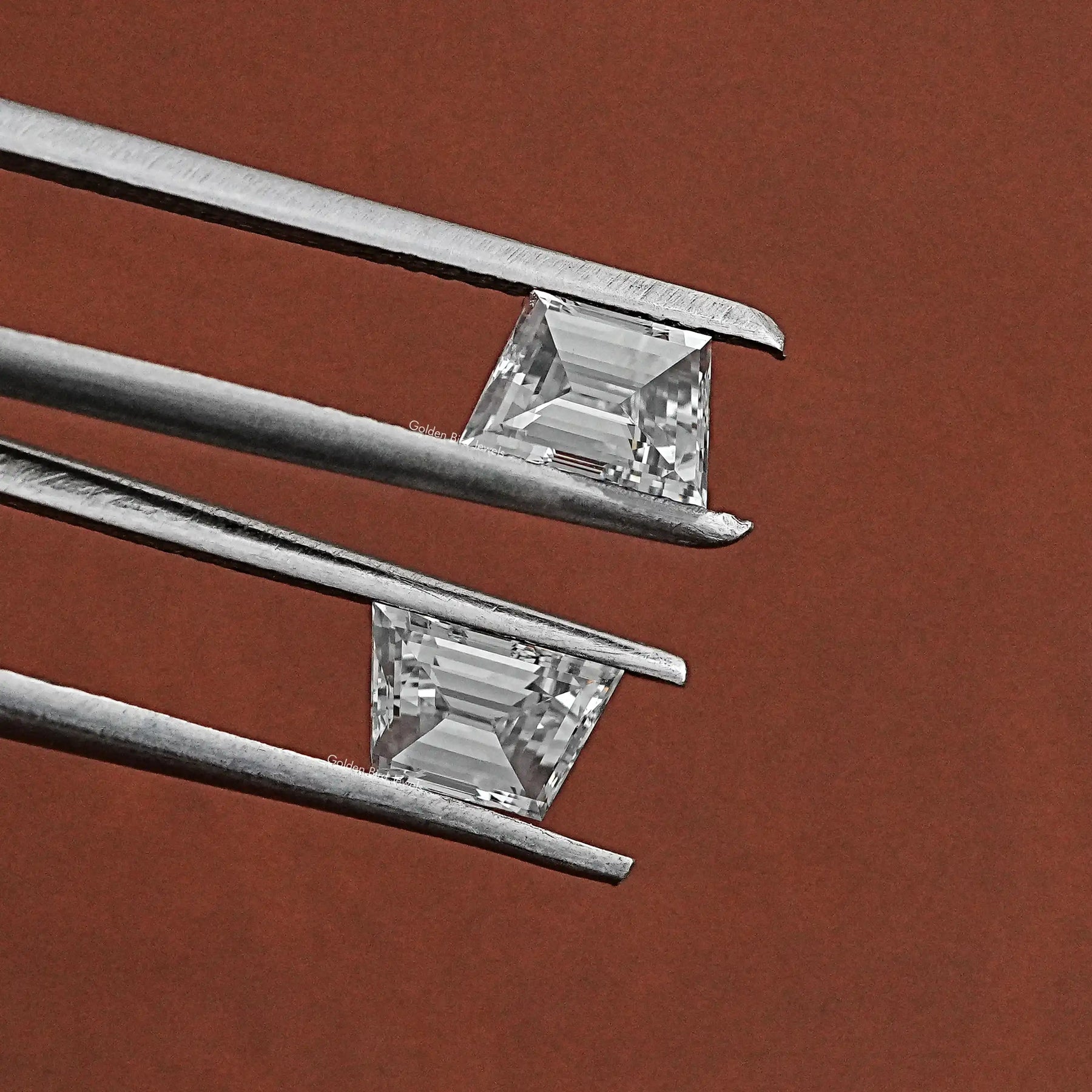 [Matching Pair Trapezoid Lab Grown Diamond]-[Golden Bird Jewels]