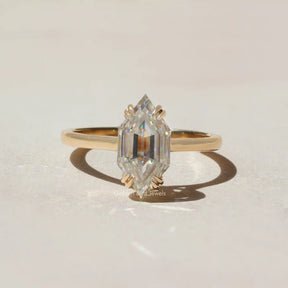 [Double Prongs Step Cut Dutch Marquise Moissanite Ring]-[Golden Bird Jewels]