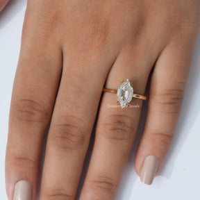 [Moissanite Engagement Ring Made Of Dutch Marquise Cut Stone]-[Golden Bird Jewels]