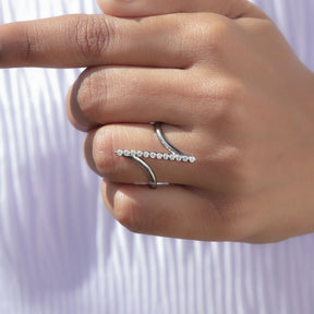 Round Cut Lab Diamond Vertical Bar Bypass Ring