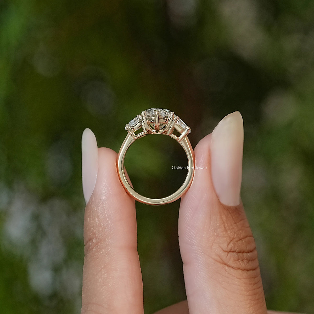 Oval Lab Diamond Three Stone Engagement Ring