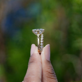Elongated OMC Cushion Moissanite Bridal Ring Set