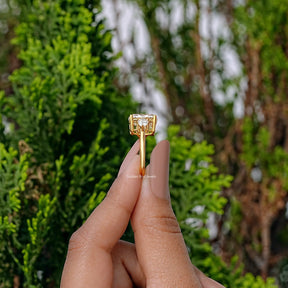 Three Stone Old Mine Cushion Cut Moissanite Ring